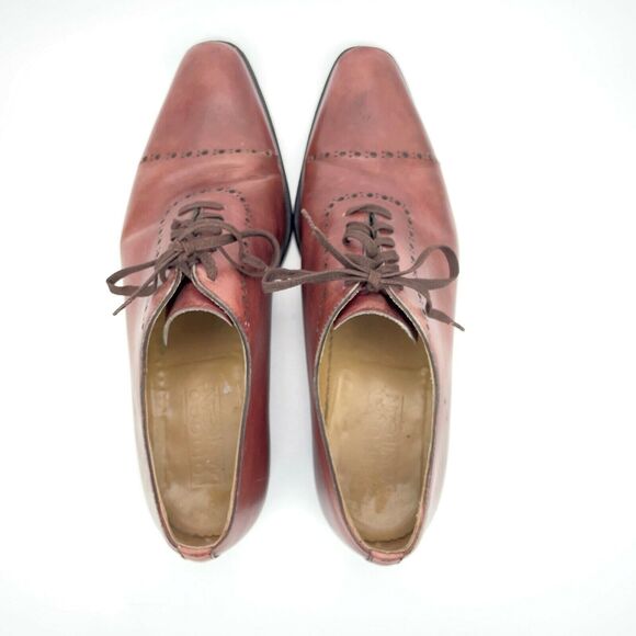 Romano Martegani Boutique Line Burgundy Brown Oxford Lace Leather Mens 8.5 Shoes main image 8